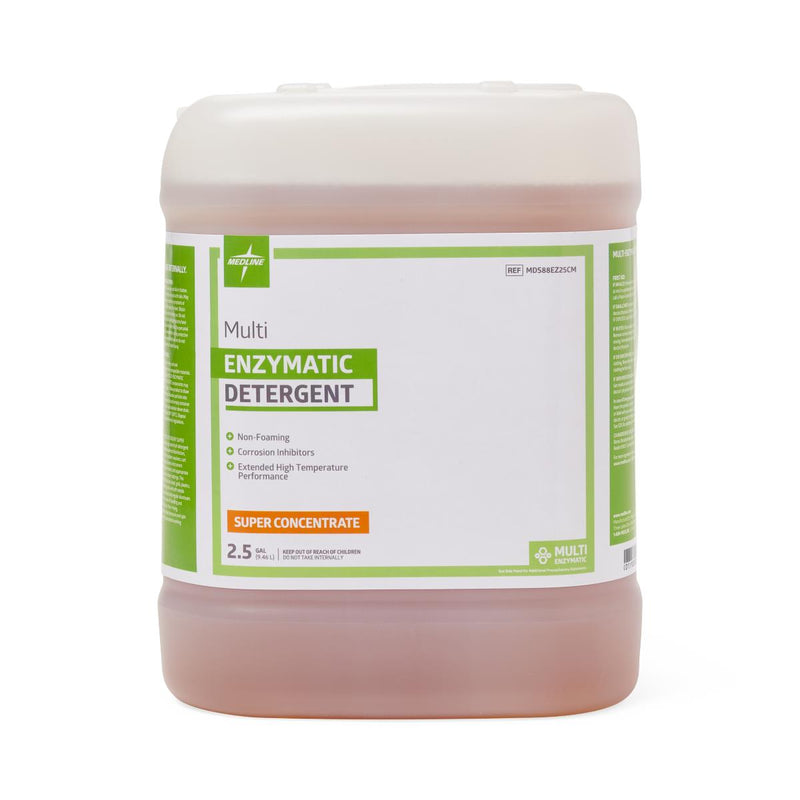 Multi Enzymatic Detergent container with green and white label on a white background