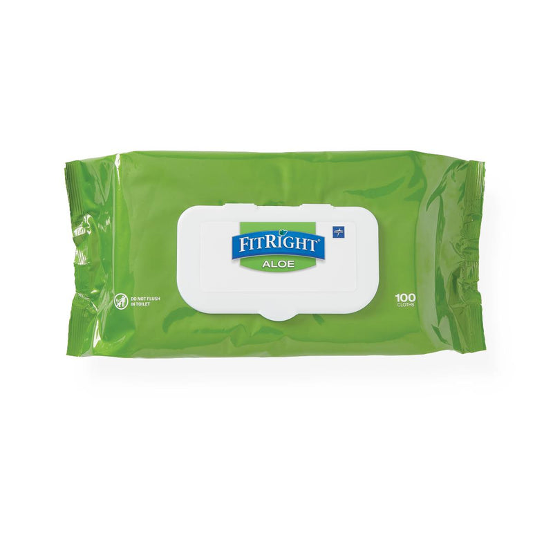 FitRight Aloe Fragrance-Free Wet Wipes, 8" x 10"