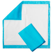 underpad with blue border and corner folded on a white background