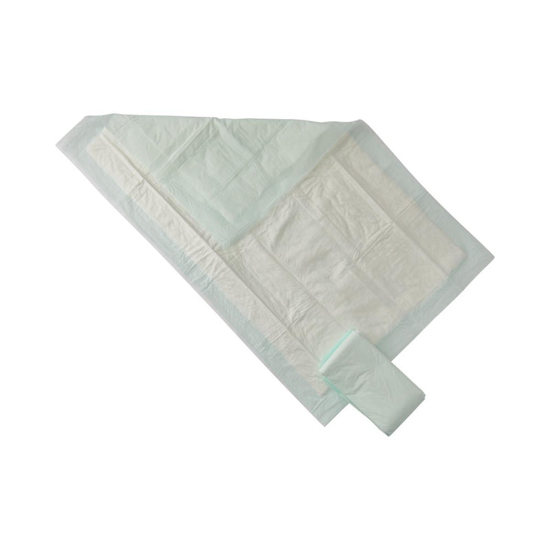 Light blue quilt with diamond pattern on a white background