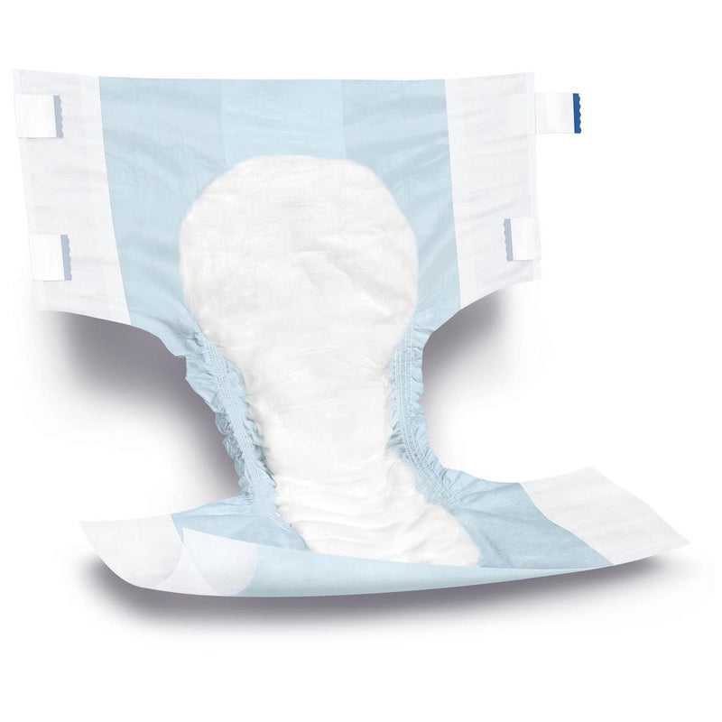 White diaper with blue pattern on a white background