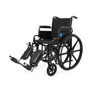 Black wheelchair with a blue logo on a white background