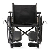 Black wheelchair with black seat and backrest on a white background