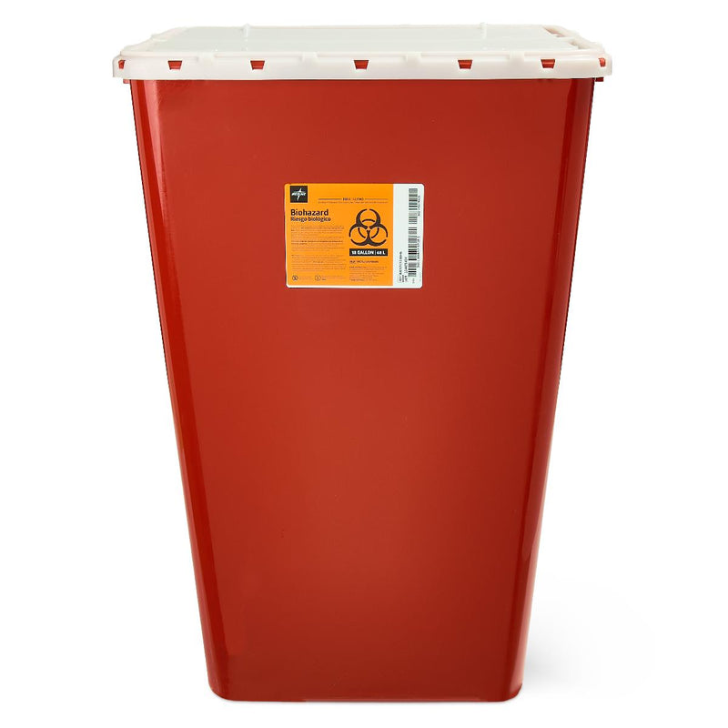 Medline Sharps Container, 18 Gal, Red, Hinged Top