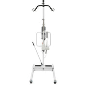 Medical IV stand with hanging bag on a white background