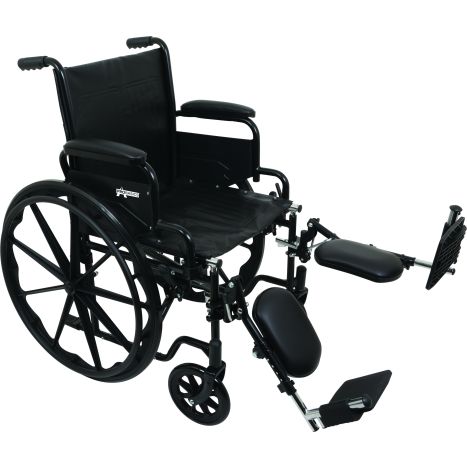 Black wheelchair with armrests and footrests on a white background