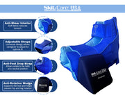 Blue medical device with features highlighted on a white background, branded as Skil-Care USA.
