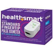 Healthsmart digital fingertip pulse oximeter packaging on a white background