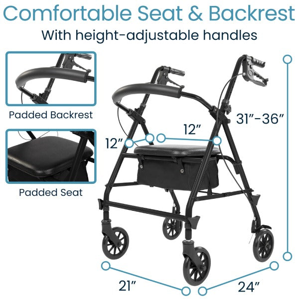 Vive Foldable Steel Rollator specifications