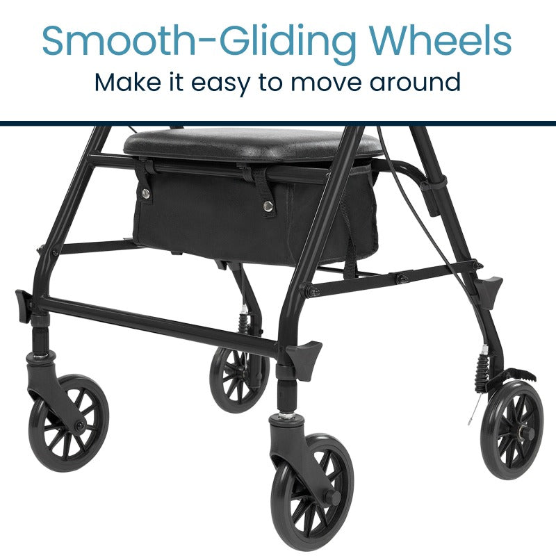 Vive Foldable Steel Rollator smooth wheels