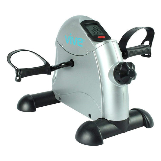 Silver and black Vive exercise bike on a white background