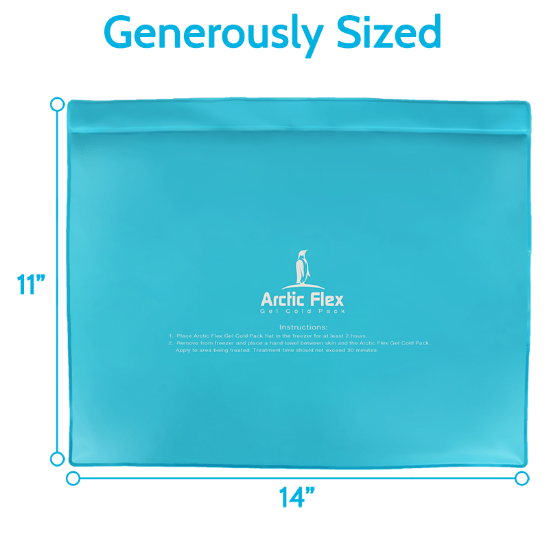 Blue Arctic Flex gel pad with dimensions labeled on a white background