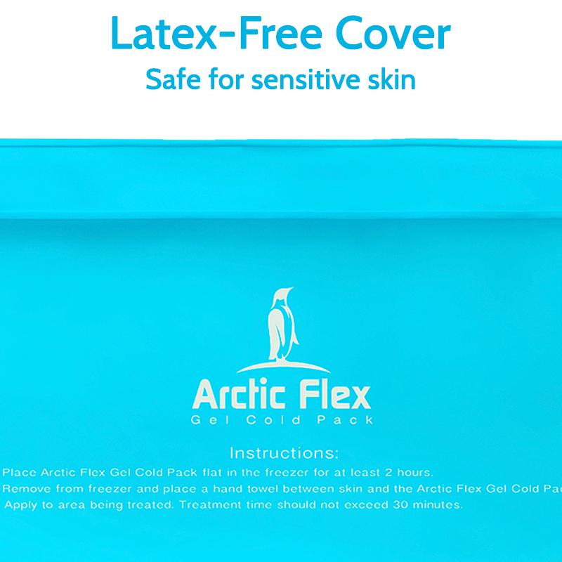 Arctic Flex Gel Cold Pack label with blue background and penguin logo