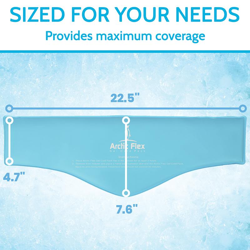 Measurement chart for a product with dimensions labeled on a blue background