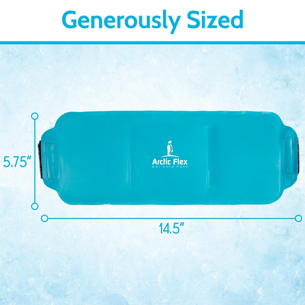 Teal Arctic Flex product with dimensions on a light blue background