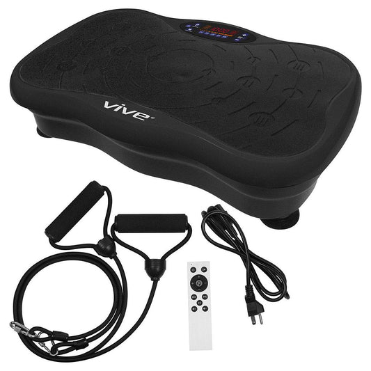 Vibrating fitness platform with accessories on a white background