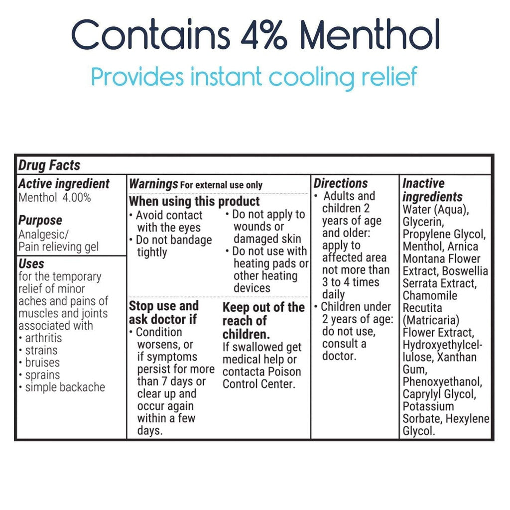 Product label with menthol content and usage instructions on a white background