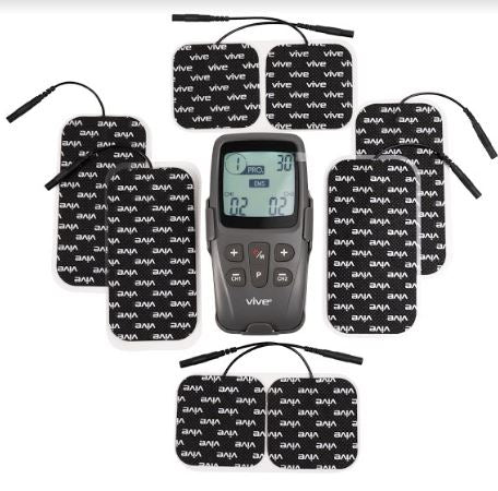 Electrodes and digital controller with 'Vive' branding on a white background