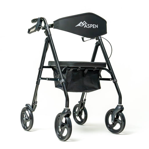 Black walker with 'Aspen' branding on a white background
