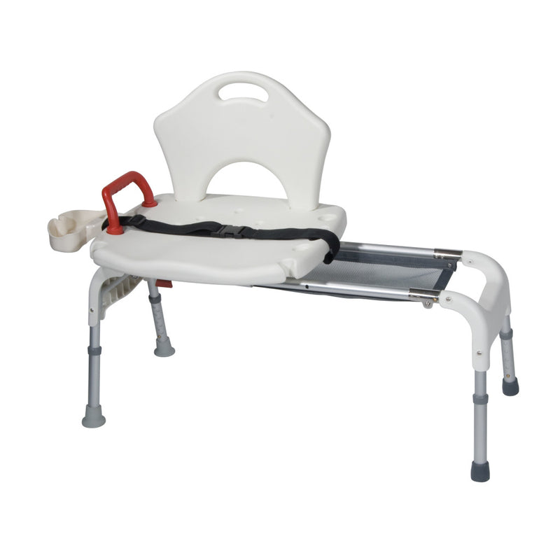 Medical bath chair with adjustable tray on a white background