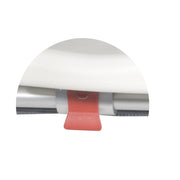 Roll of reflective tape with a red adhesive strip on a white background