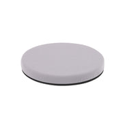 A round, light gray upholstered cushion or pad with a black base edge, shown on a plain white background.