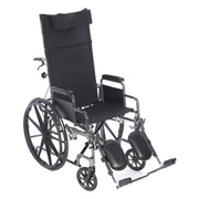 Black wheelchair with reclining backrest on a white background