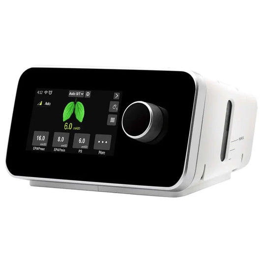 White air purifier with digital display on a white background