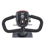 Exercise bike handlebar with control panel on a white background