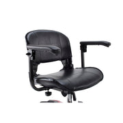 Black salon chair with armrests on a white background