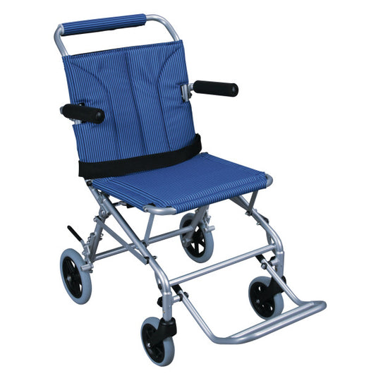 Blue folding wheelchair on a white background