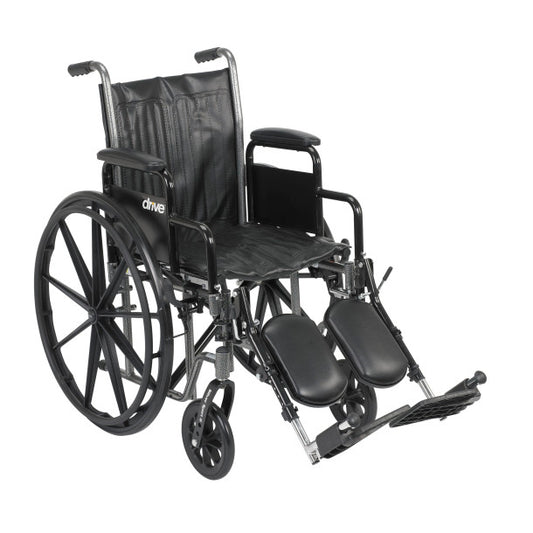 Black wheelchair with armrests and footrests on a white background