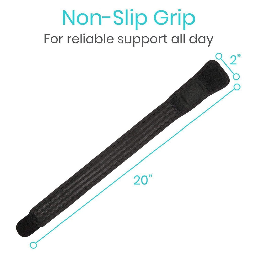 Black non-slip grip with measurements on a white background