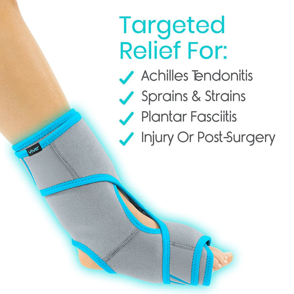 Ankle support brace with text highlighting its uses on a white background