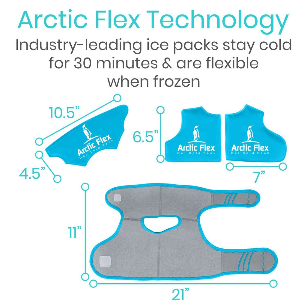 Arctic Flex Technology ice pack with dimensions and features on a white background