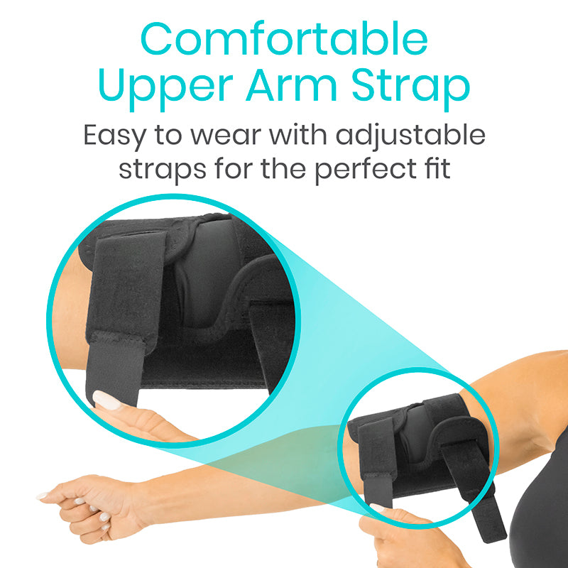 Comfortable upper arm strap with adjustable straps on a white background