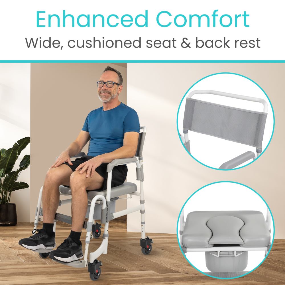 Shower Commode Transport Chair is built for comfort