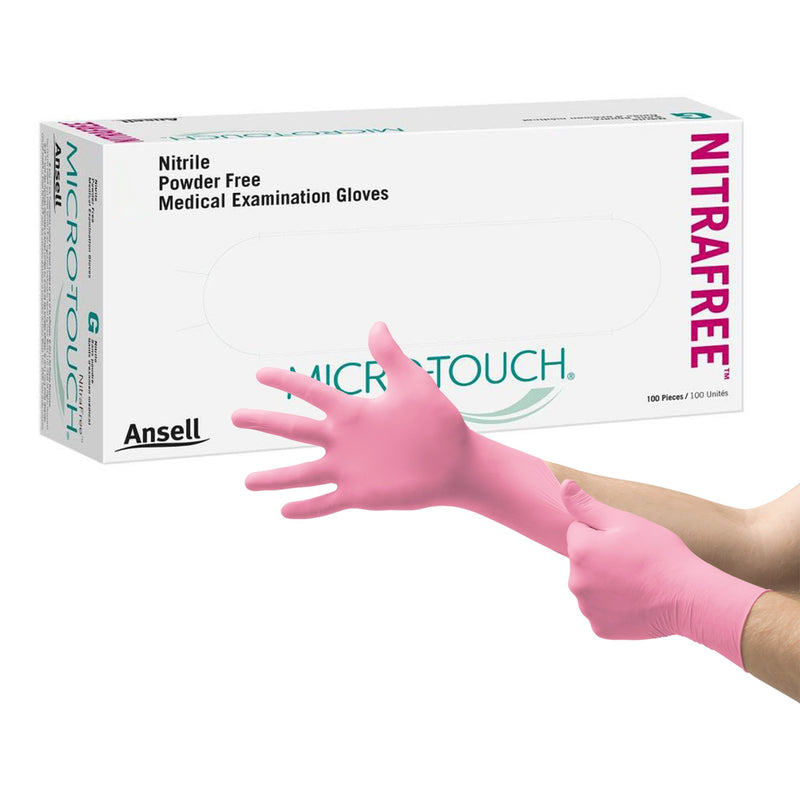 Ansell Micro-Touch® NitraFree™  Nitrile Pink Exam Gloves 100/Box