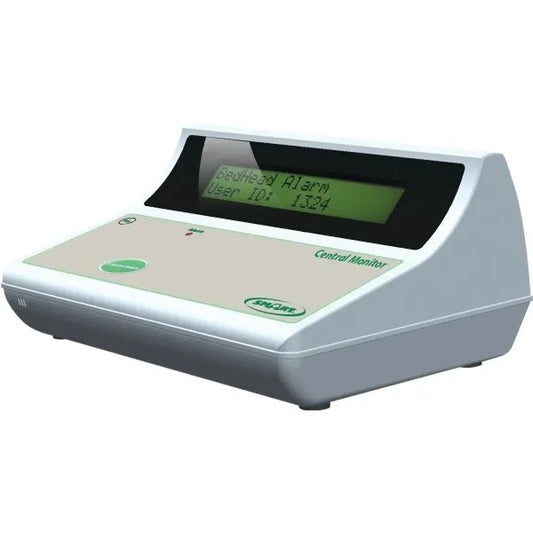 Electronic device with a digital display on a white background