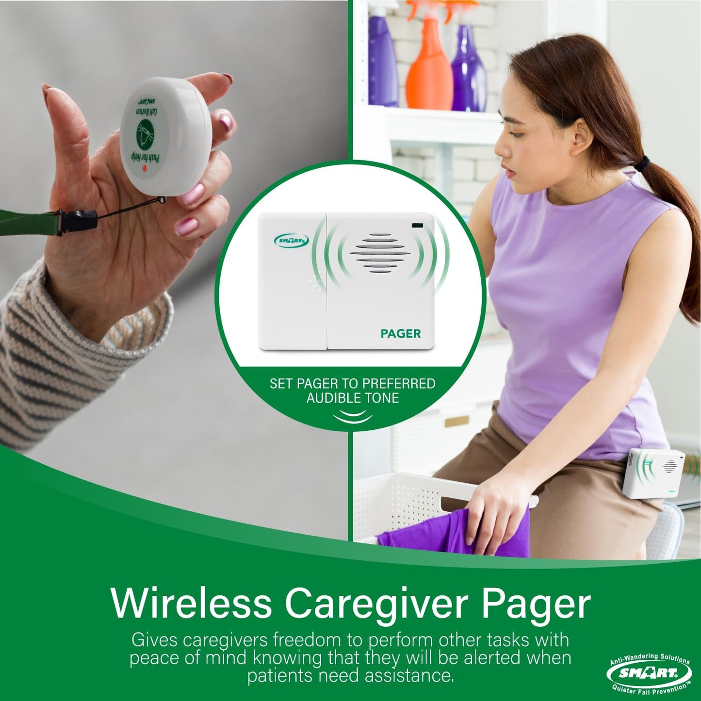 Smart Caregiver TL-5102TP – Two Call Buttons with Portable Caregiver Pager