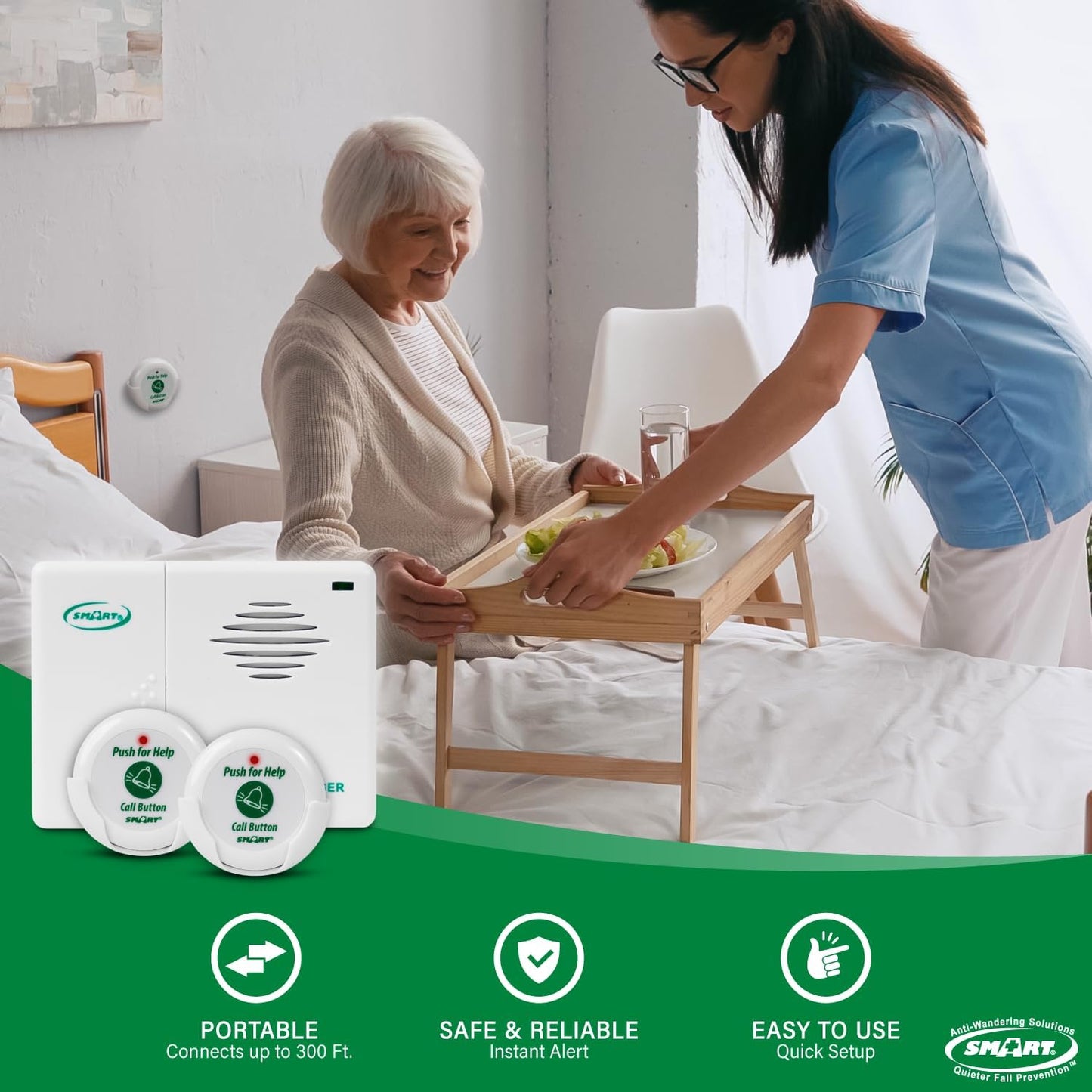 Smart Caregiver TL-5102TP – Two Call Buttons with Portable Caregiver Pager