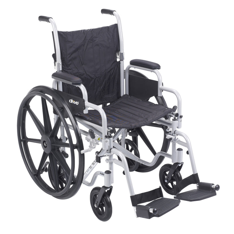 Wheelchair with black seat cover on a white background