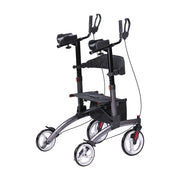 Black and gray mobility scooter with wheels on a white background