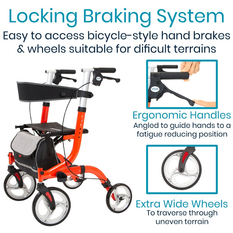 Vive Mobility Everglide Rollator (Model S) locking brakes