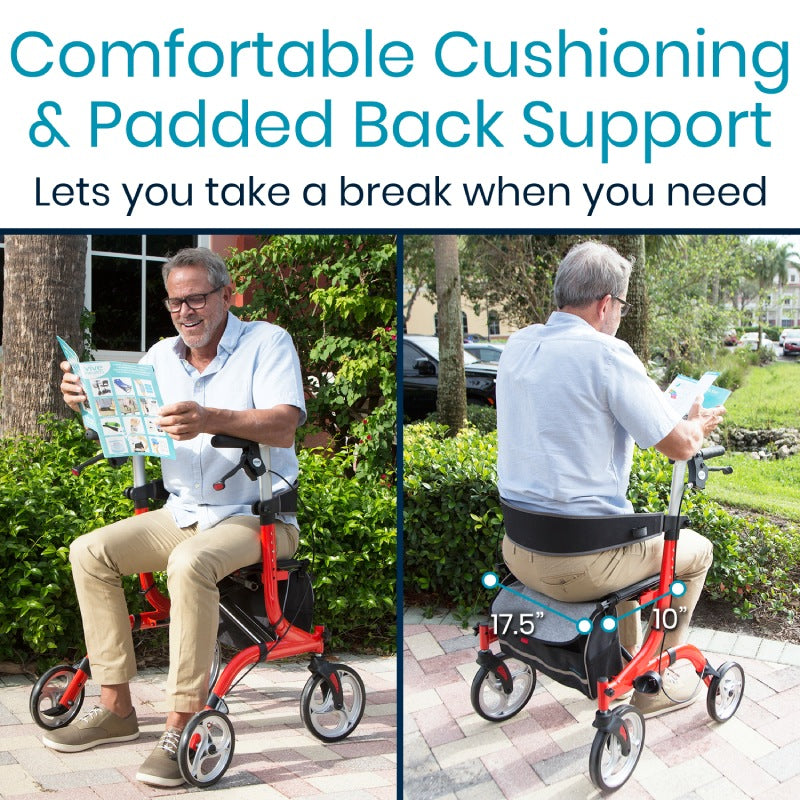 Vive Mobility Everglide Rollator (Model S) seat is comfortable