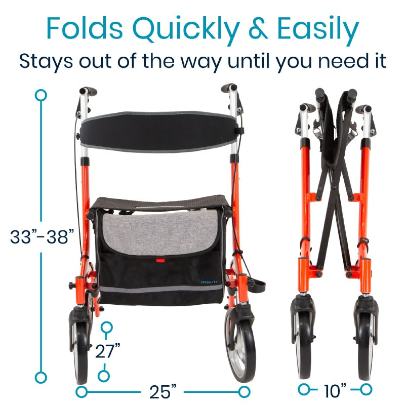 Vive Mobility Everglide Rollator (Model S) folds easily