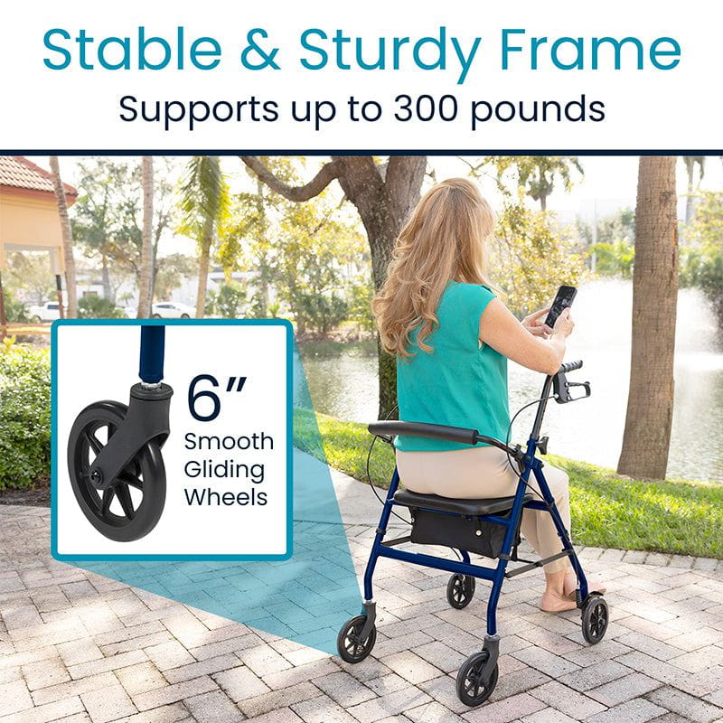 Vive Lightweight Aluminum Rollator is stable