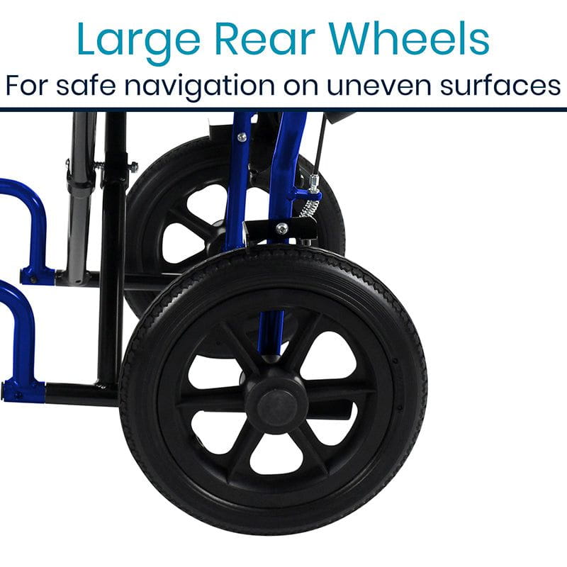 Vive Transport Wheelchair has large rear wheels