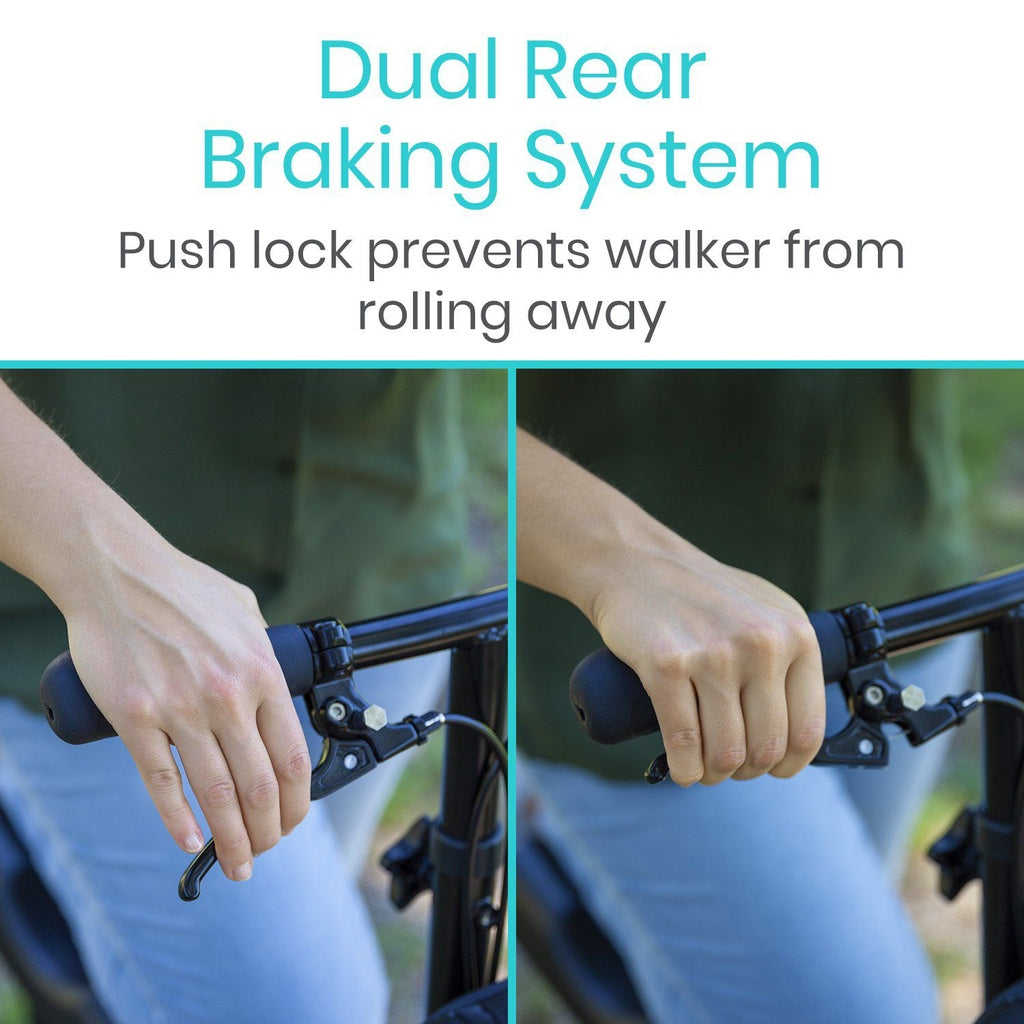 Vive knee walker has dual rear brakes