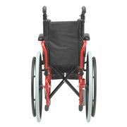 Black wheelchair with red frame on a white background